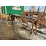 SHOP BUILT WELDING TABLE W/ WHEELS, 28"X96"X32"