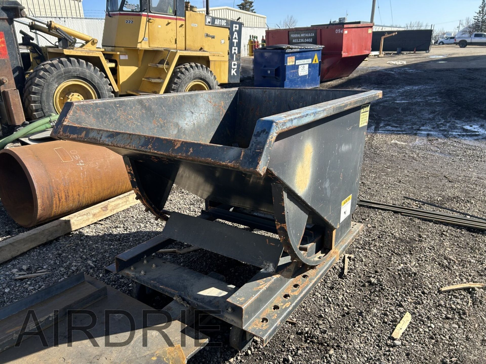 *OFFSITE* STEEL TILTING DUMPSTER W/CASTORS AND PALLET FORK POCKETS