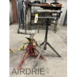 *OFFSITE* PAIR OF 12" JAVELIN ADJUSTABLE PIPE STANDS AND 12" W SHOP BUILT ROLLER STAND