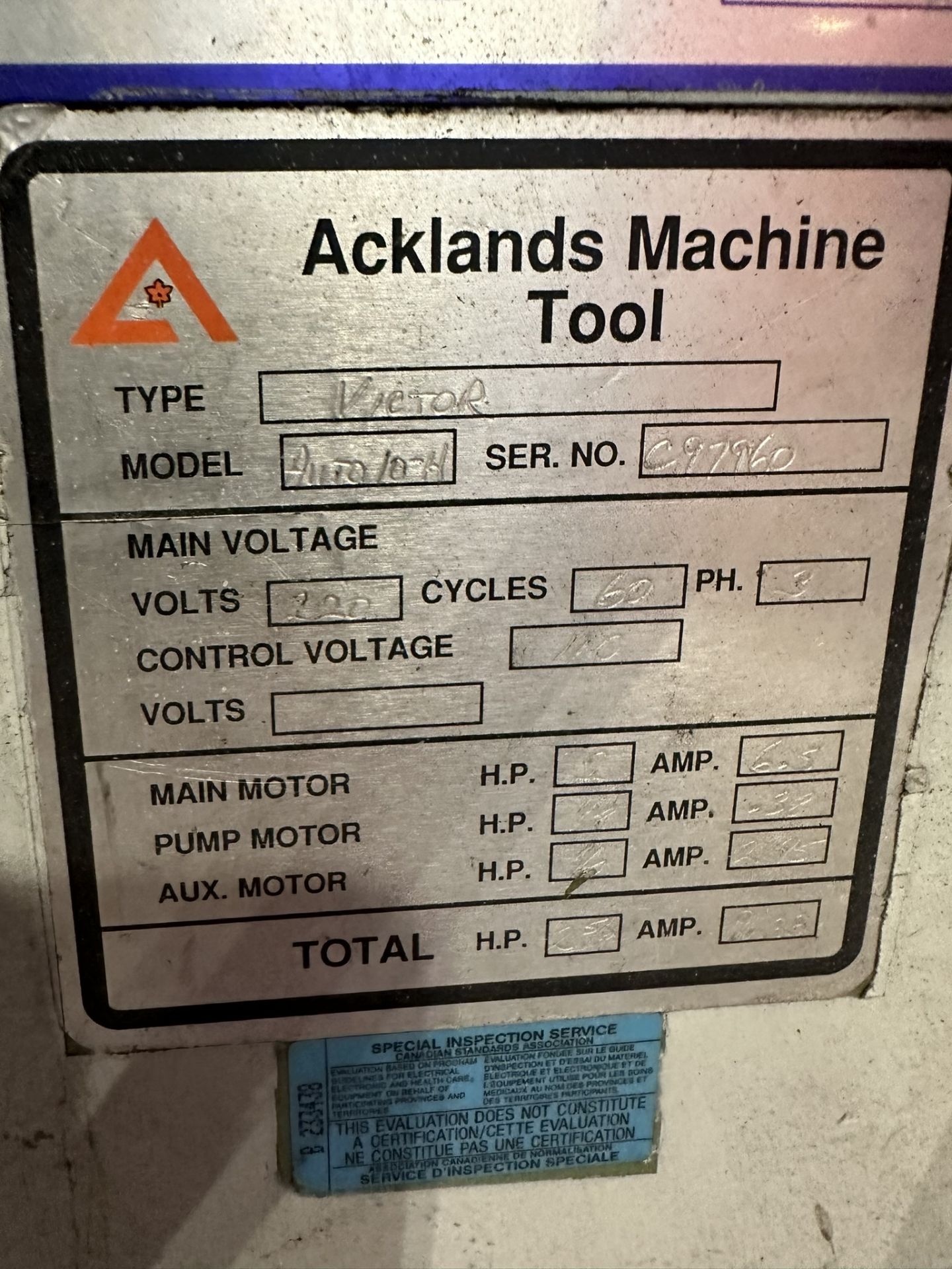 *OFFSITE* VICTOR AUTO 10-H METAL BAND SAW 220V/3PH, S/N C97960 - Image 8 of 8