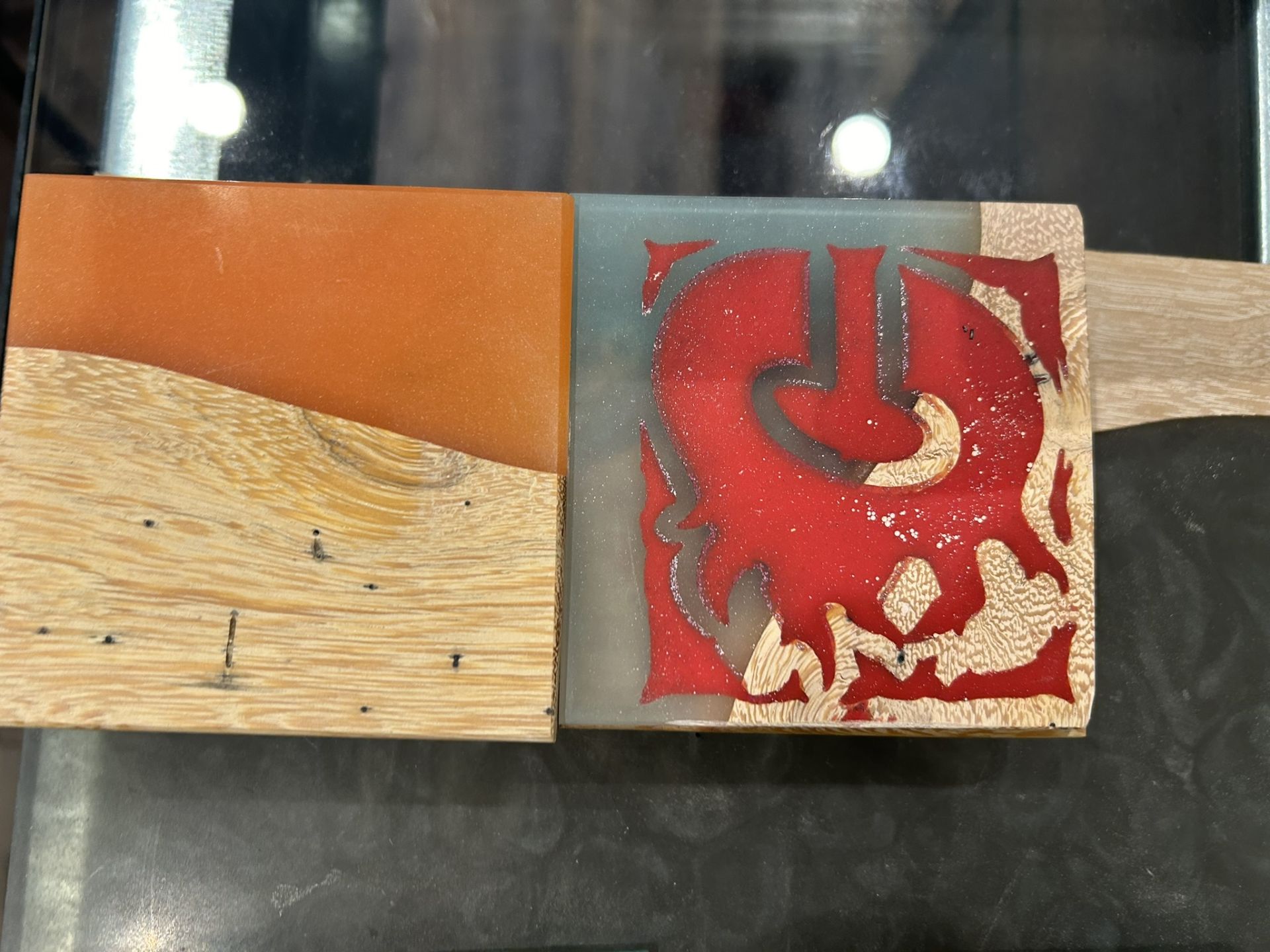 CUSTOM EPOXY/WOOD CUTTING BOARD AND ASSORTED COASTERS - Image 6 of 9