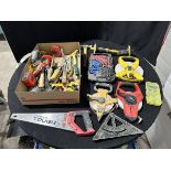 L/O ASSORTED HAND TOOLS, TAPE MEASURES, HAMMERS, HEX KEY, TORX KEY, ETC.