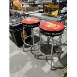 PAIR OF HILTI CUSHIONED SWIVEL STOOLS