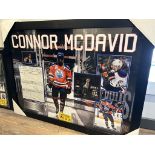 CONNOR MCDAVID FRAMED PRINT W/ FIRST NHL GOAL GAME SHEET 39"X29"