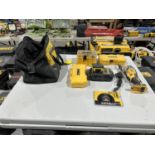 DEWALT CORDLESS OSCILLATING TOOL W/ BATTERY, CHARGER, ASSORTED BLADES & ACCESSORIES