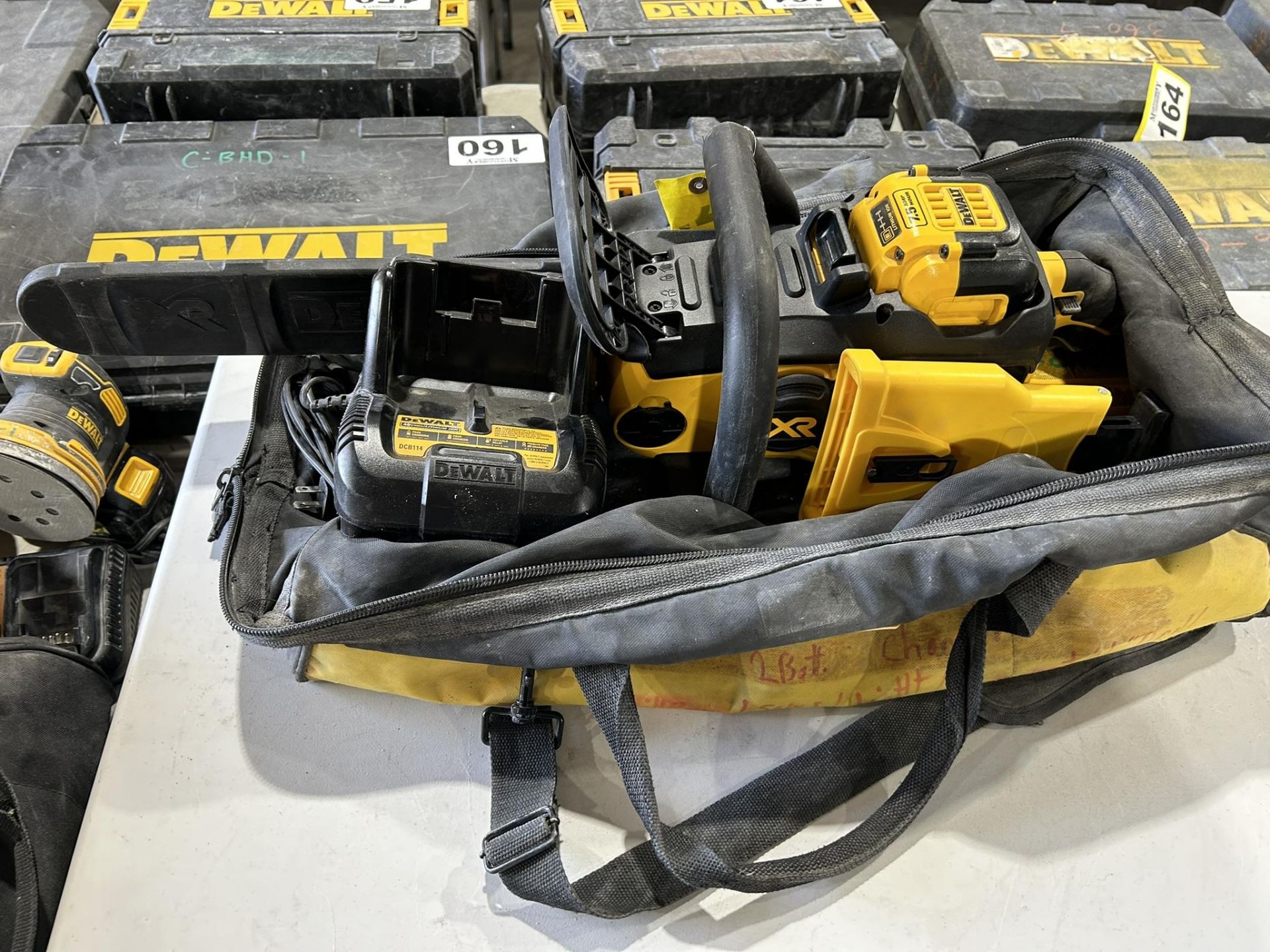 DEWALT CORDLESS 16" CHAINSAW W/ 7.5AH BATTERY, CHARGER, SHARPENER - Image 10 of 10