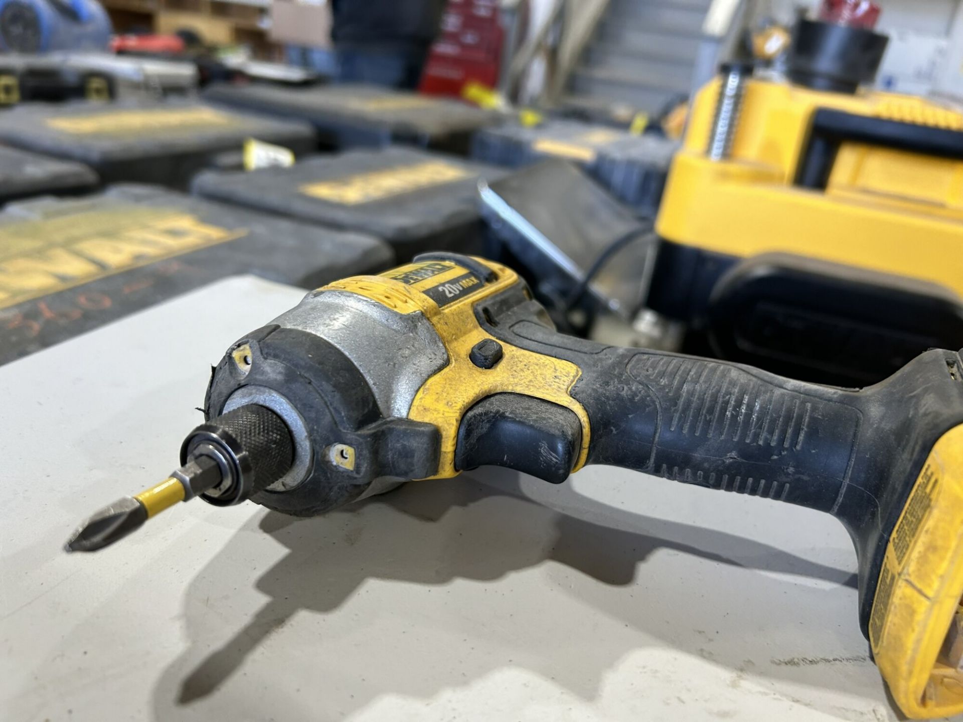 DEWALT CORDLESS RIGHT ANGLE DRILL , RECIPROCATING SAW, ANGLE GRINDER, IMPACT DRIVER, & LIGHT W/ - Image 7 of 11