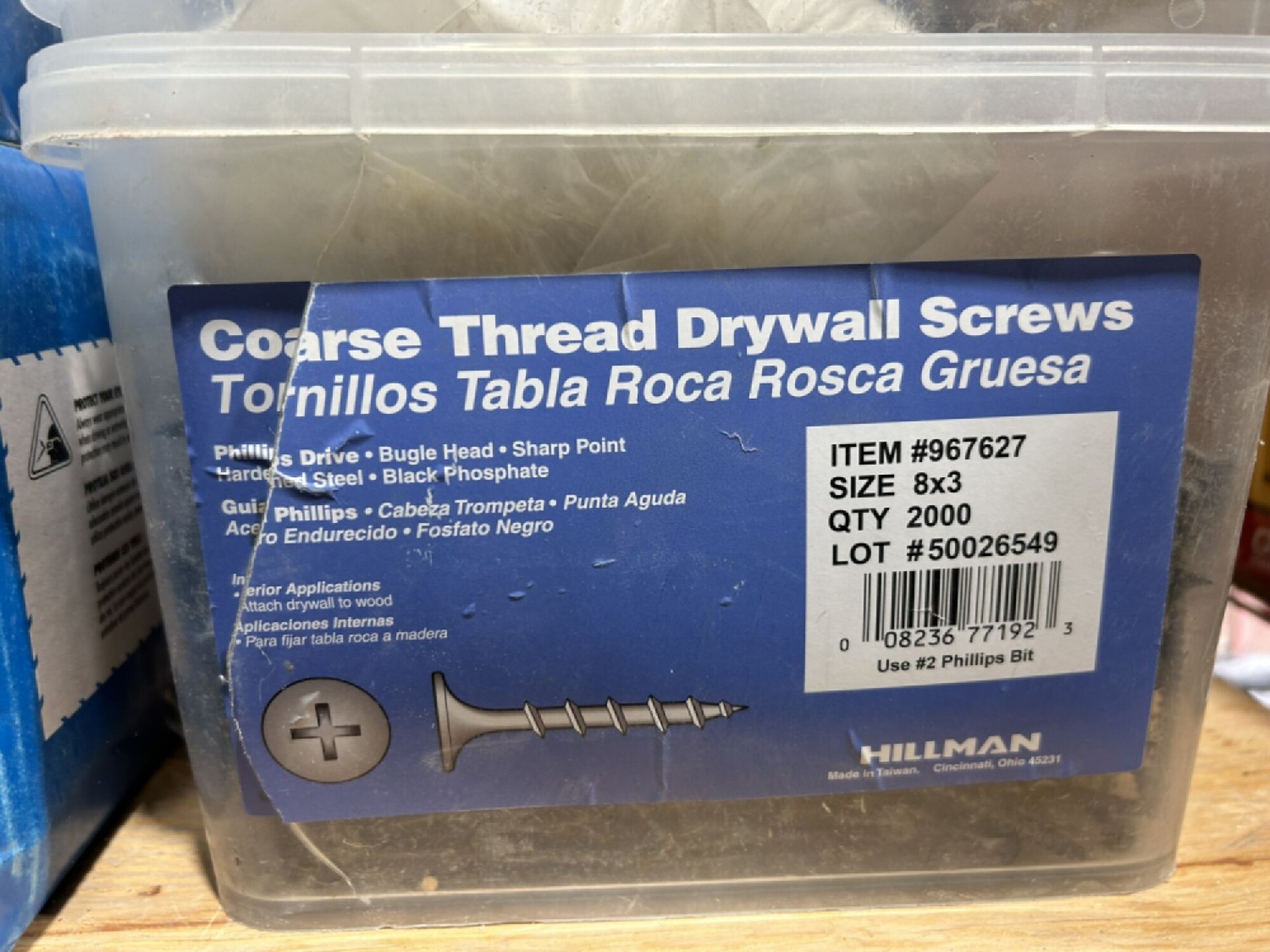 2-BOXES OF GRABBER 6X1.25" CLEAR ZINC DRYWALL SCREWS AND ASSORTED DRYWALL SCREWS - Image 5 of 5