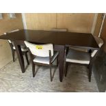 WOODEN TABLE 33"X71" W/ 4-CUSHIONED CHAIRS