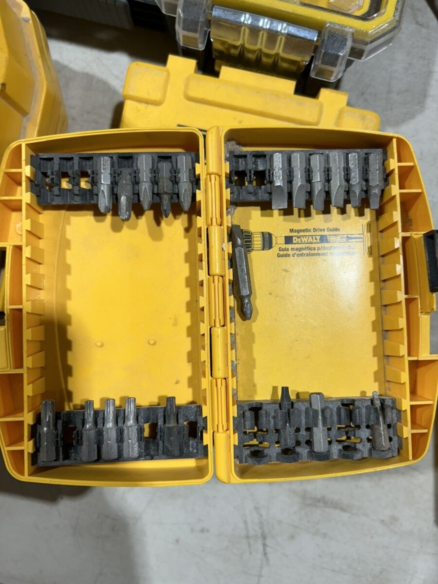 L/O ASSORTED DEWALT DRIVER BIT BOXES, DRIVER BITS, STANLEY POLY TOOL BOX - Image 7 of 14