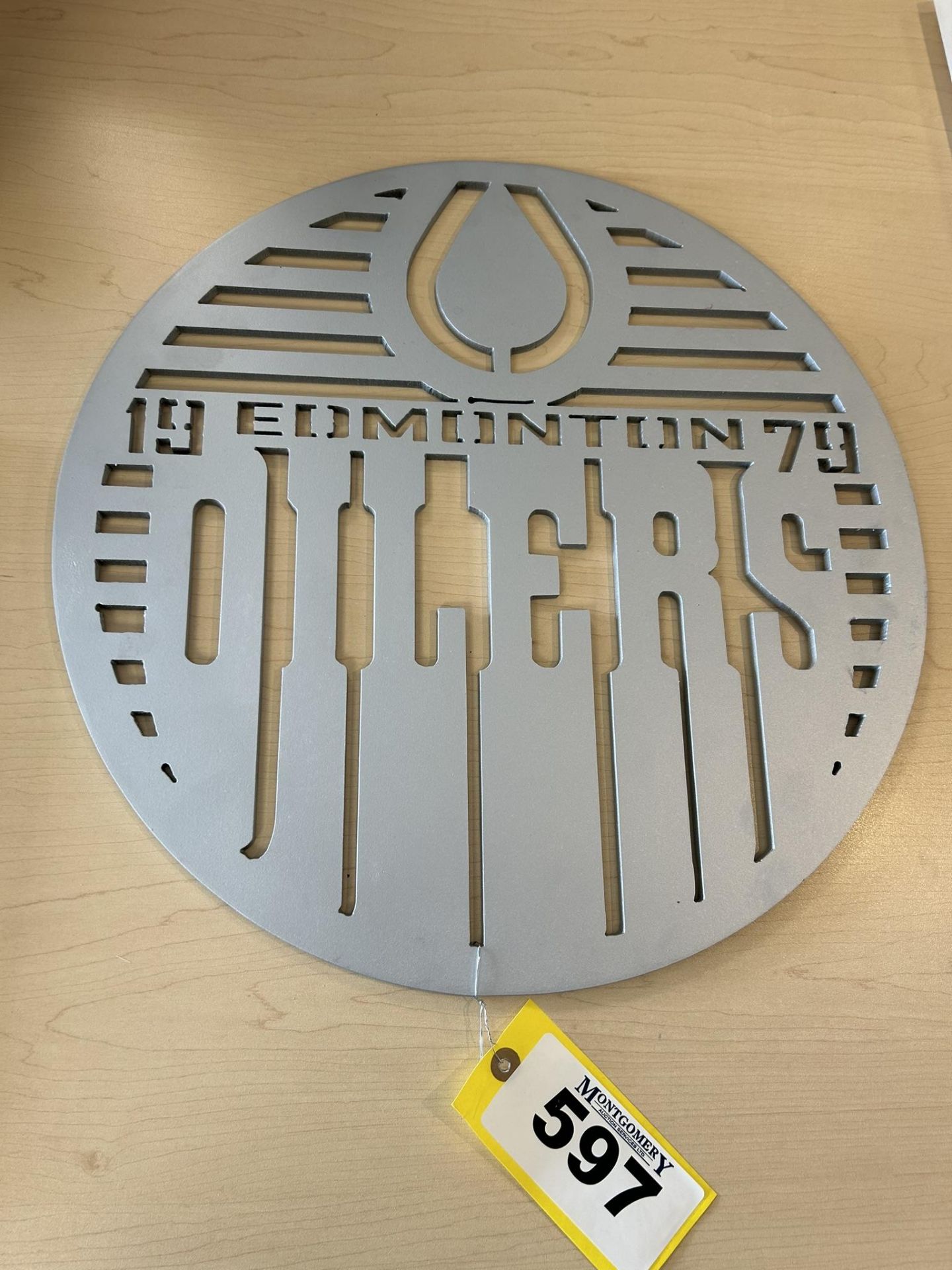OILERS STEEL WALL SIGN 18" DIA.