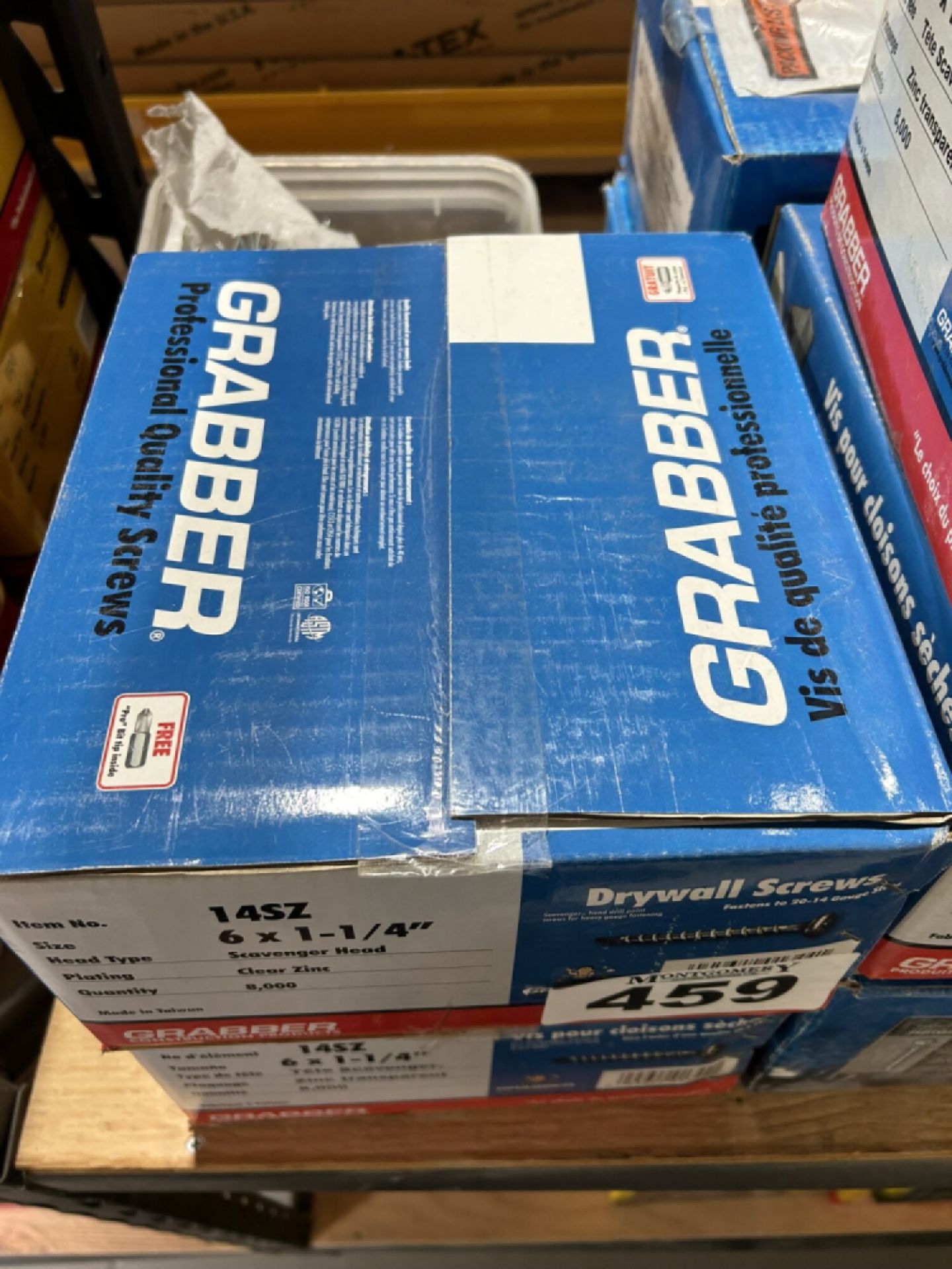 2-BOXES OF GRABBER 6X1.25" CLEAR ZINC DRYWALL SCREWS AND ASSORTED DRYWALL SCREWS - Image 3 of 5