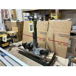 ASSORTED CASTORS, MONITOR STAND, STEEL FRAME, ETC.