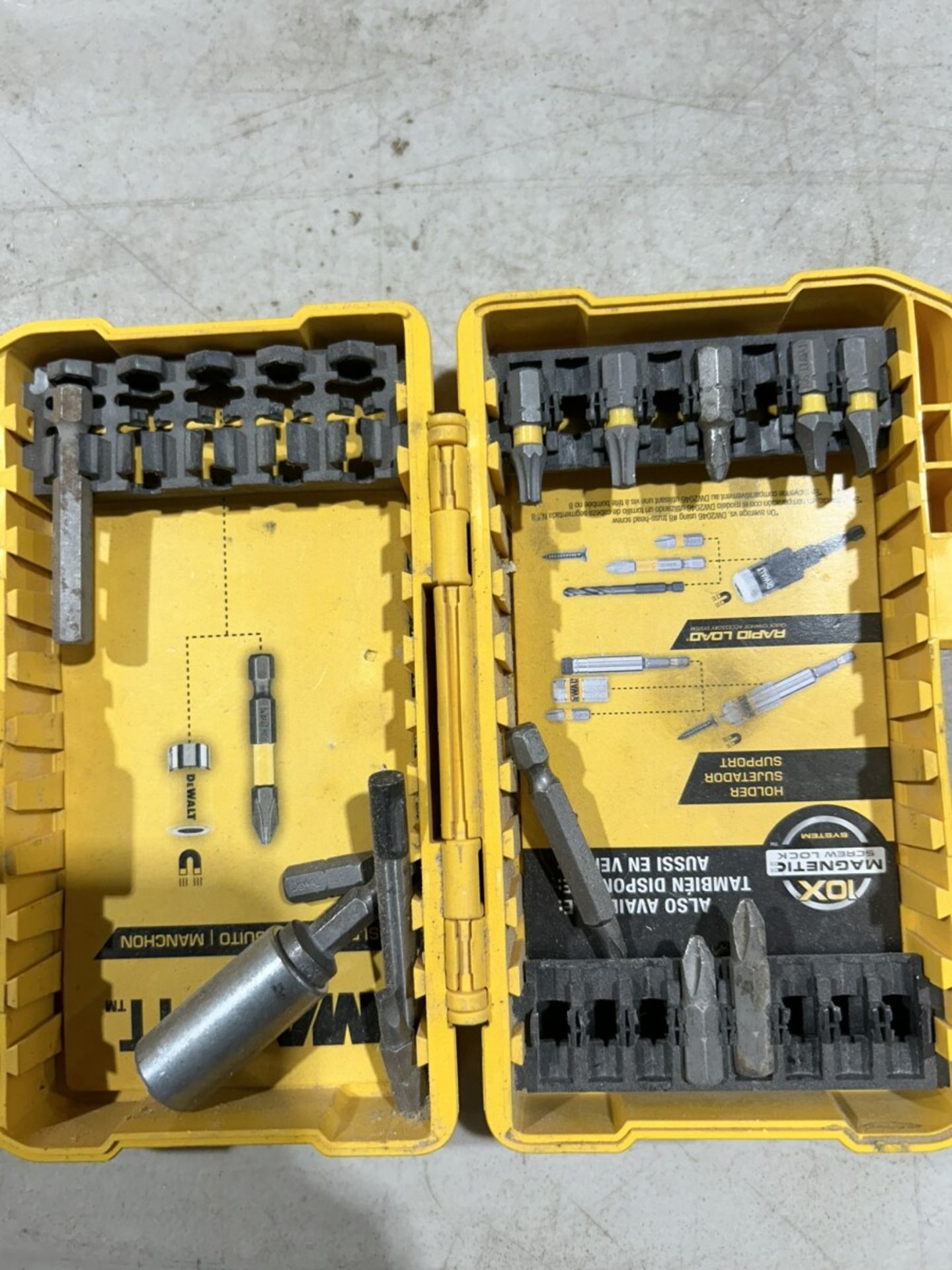 L/O ASSORTED DEWALT DRIVER BIT BOXES, DRIVER BITS, STANLEY POLY TOOL BOX - Image 11 of 14