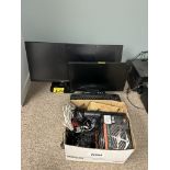 3-FLATSCREEN MONITORS, ASSORTED CORDS, CABLES, IT COMPONENTS, ETC.