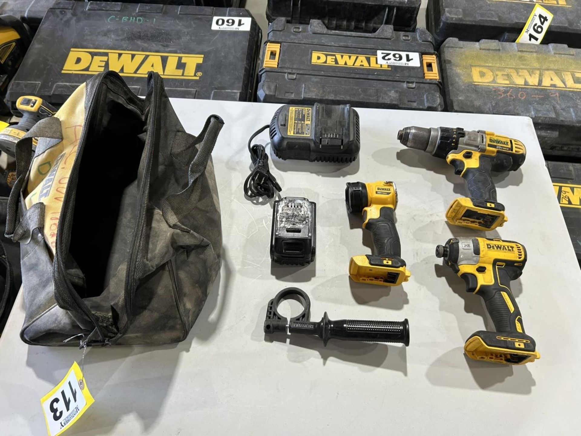 DEWALT CORDLESS IMPACT DRIVER, DRILL, & LIGHT W/ BATTERY AND CHARGER
