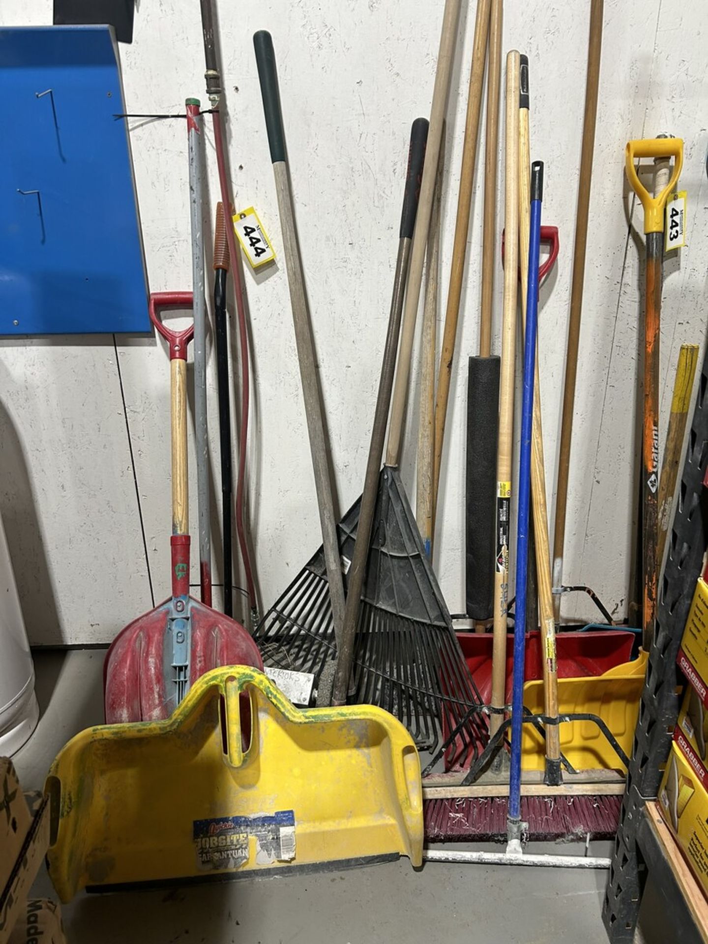 L/O ASSORTED SNOW SHOVELS, BROOMS, RAKES, ETC. - Image 4 of 5