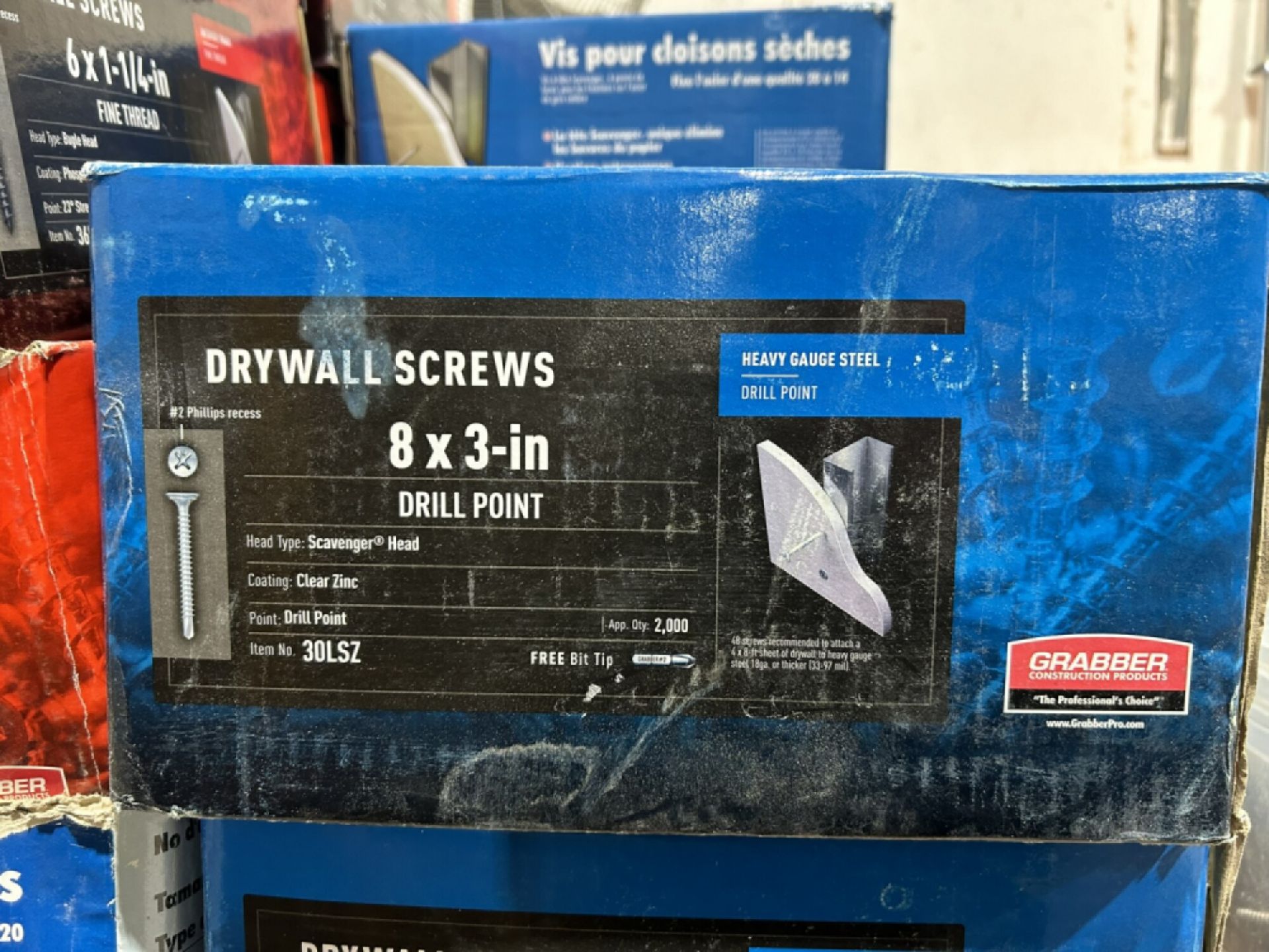 5-BOXES OF GRABBER 6X1.25" CLEAR ZINC DRYWALL SCREWS (TIMES THE MONEY X5) - Image 2 of 3