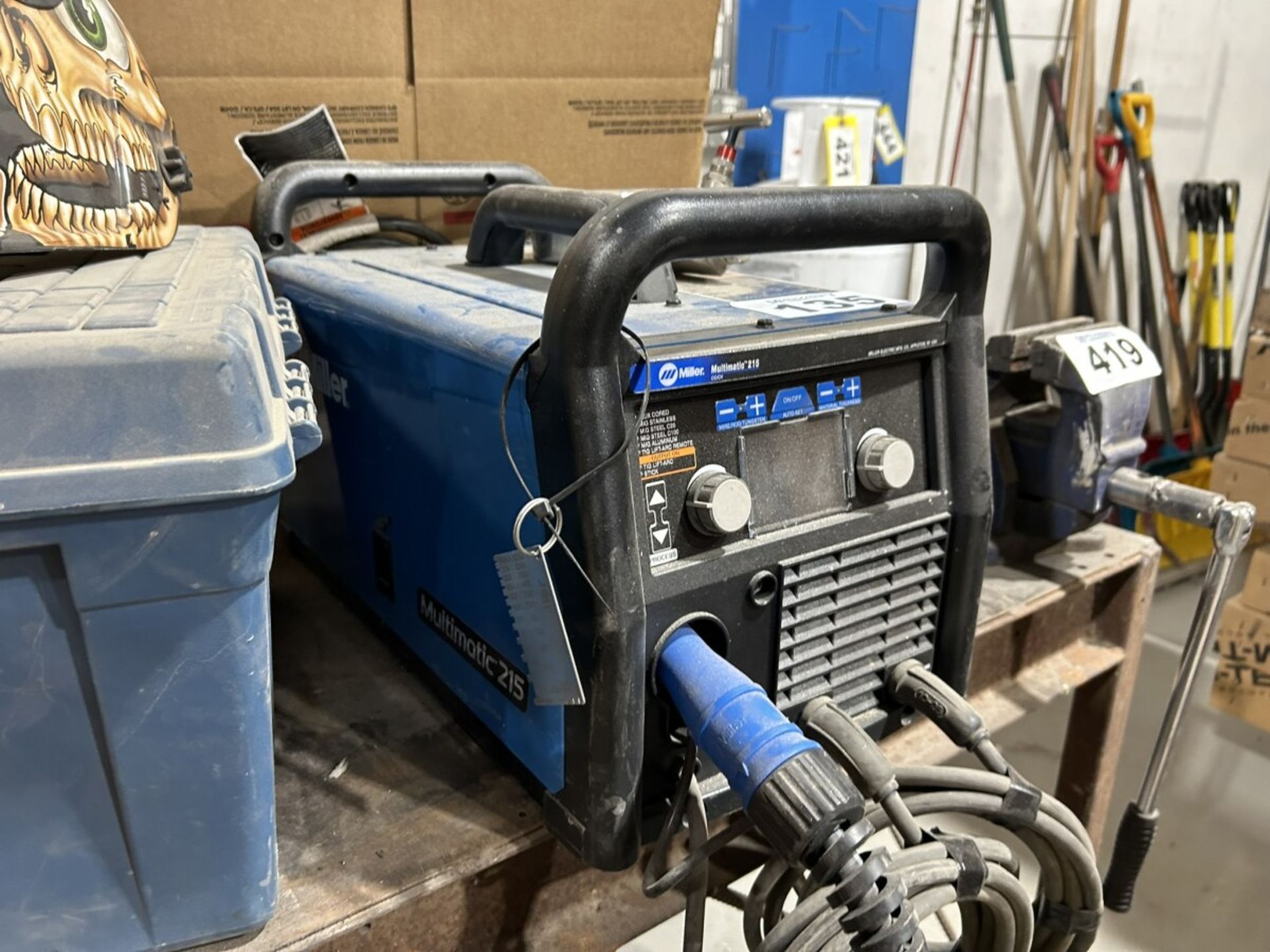 MILLER MILLERMATIC 215 CC/CV DIGITAL ARC & MIG WELDING POWER SOURCE 208/240V W/ CABLES & HELMET S/ - Image 3 of 10