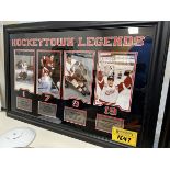 HOCKEYTOWN LEGENDS FRAMED PRINT - TERRY SAWCHUK, TED LINDSEY, GEORDIE HOWE, STEVE YZERMAN - 36"X24"