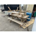 PAIR OF WOODEN PICNIC TABLES