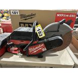 MILWAUKEE MXF314-2XC CORDLESS 14" DEMOLITION SAW W/ 2 XC406 BATTERIES AND CHARGER (USED ONE TIME)