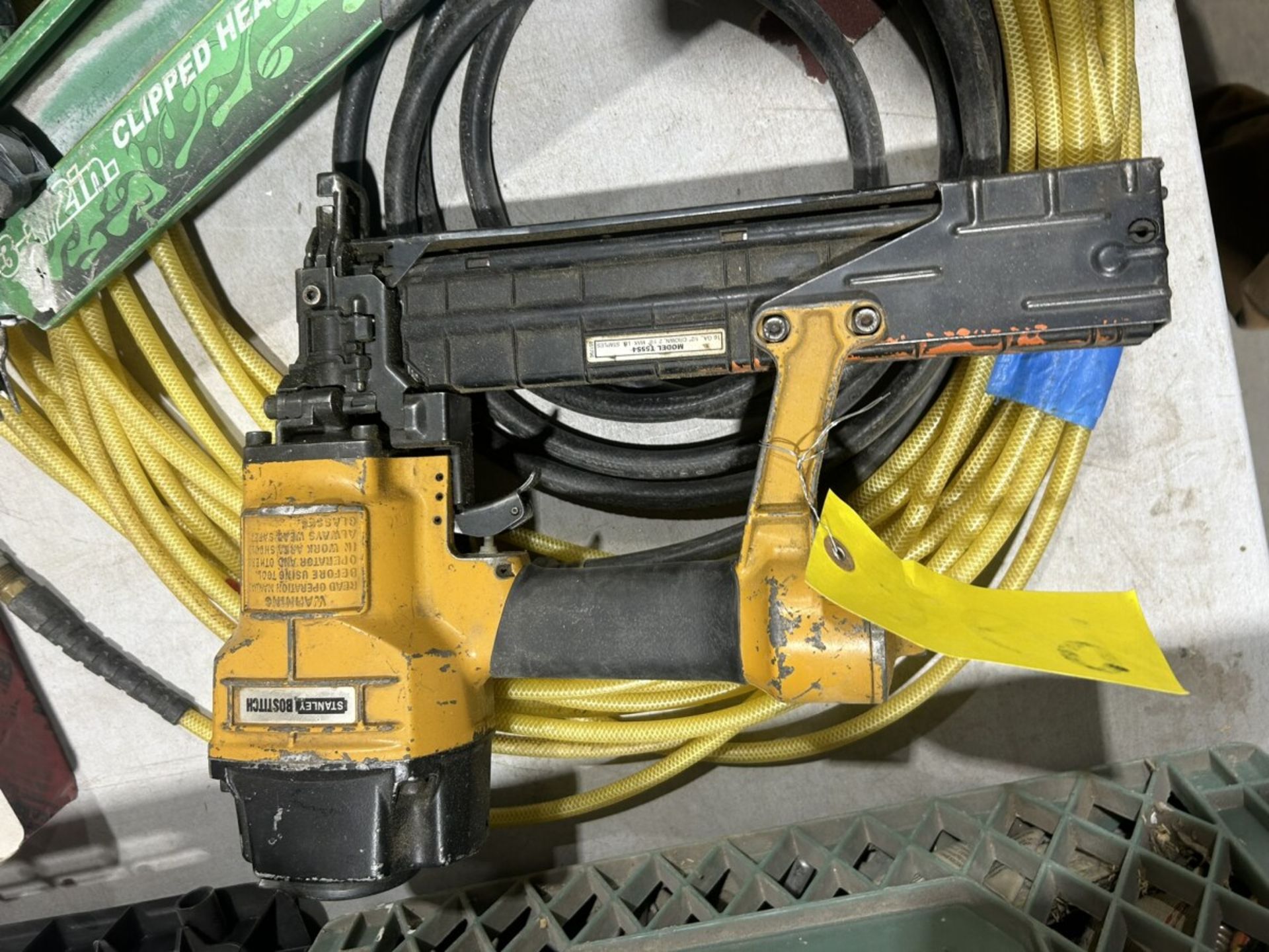 HITACHI PNEUMATIC FRAMING NAILER, STANLEY BOSTITCH SHEATHING STAPLER, AIR HOSE - Image 4 of 7