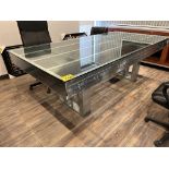 CUSTOM STEEL STUD FRAMED BOARDROOM TABLE W/ GLASS TOP 48"X96"