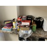 2-KEURIG COFFEE MAKERS AND ASSORTED COFFEE STATION SUPPLIES