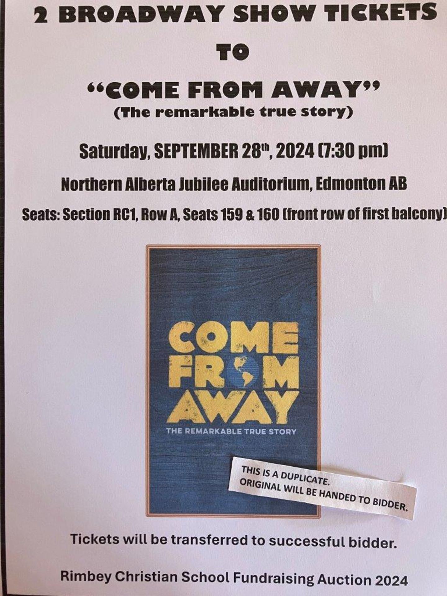 2 BROADWAY SHOW TICKETS TO "COME FROM AWAY" - Image 2 of 3