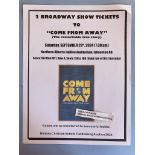 2 BROADWAY SHOW TICKETS TO "COME FROM AWAY"