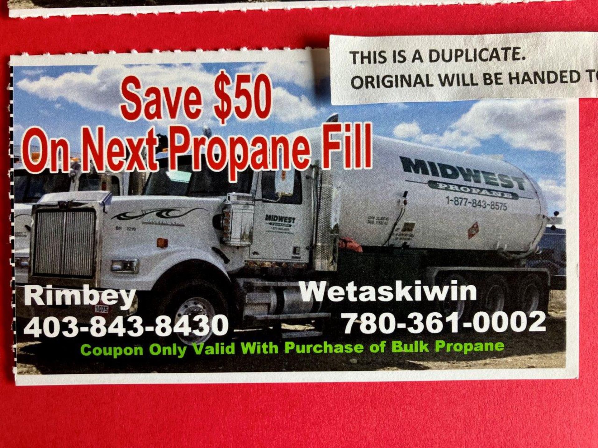 3 - $50.00 MIDWEST PROPANE GIFT CERTIFICATES - Image 2 of 2