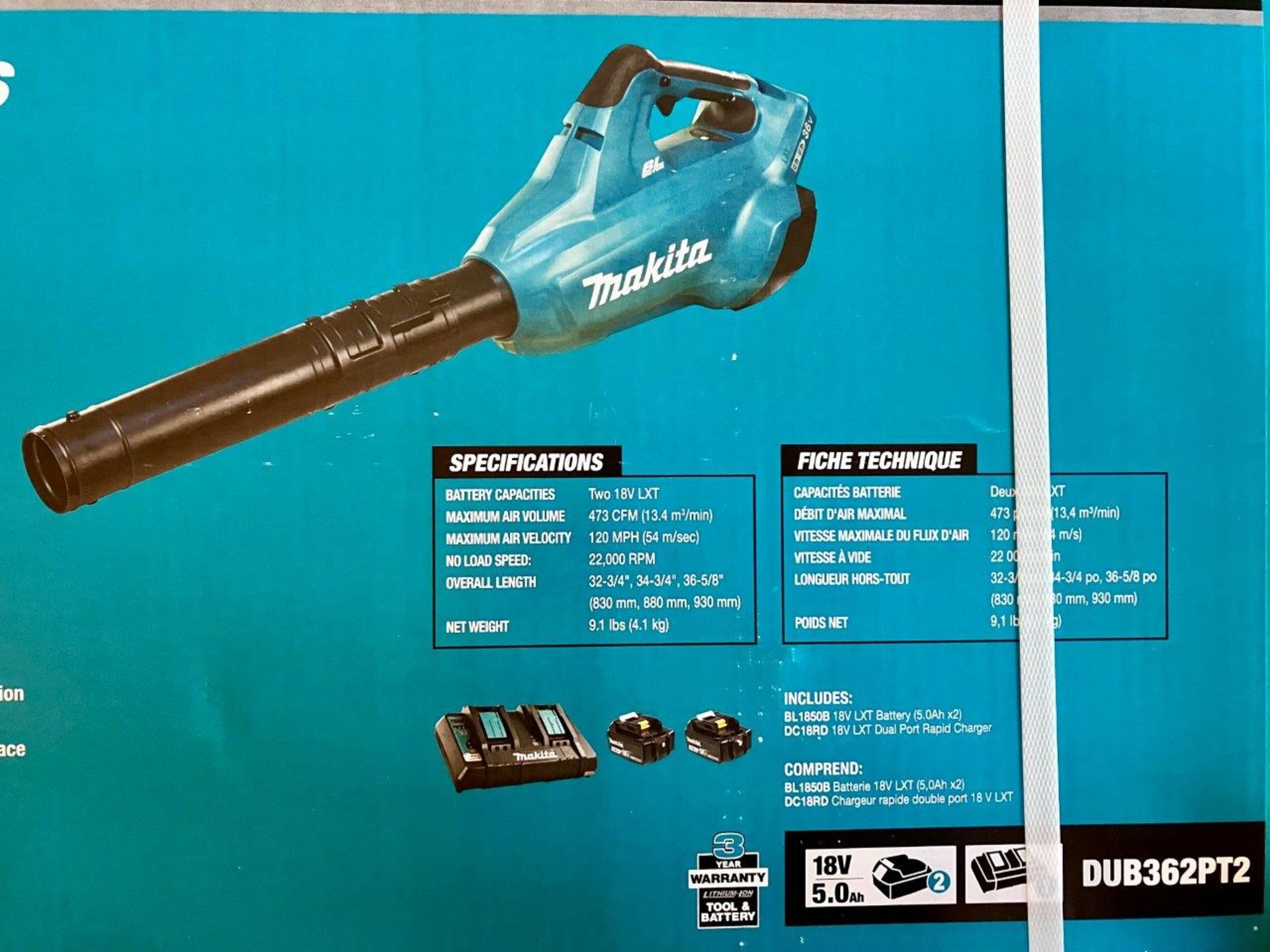 MAKITA LXT BRUSHLESS CORDLESS TURBO BLOWER (DUB362PT2) - Image 2 of 4