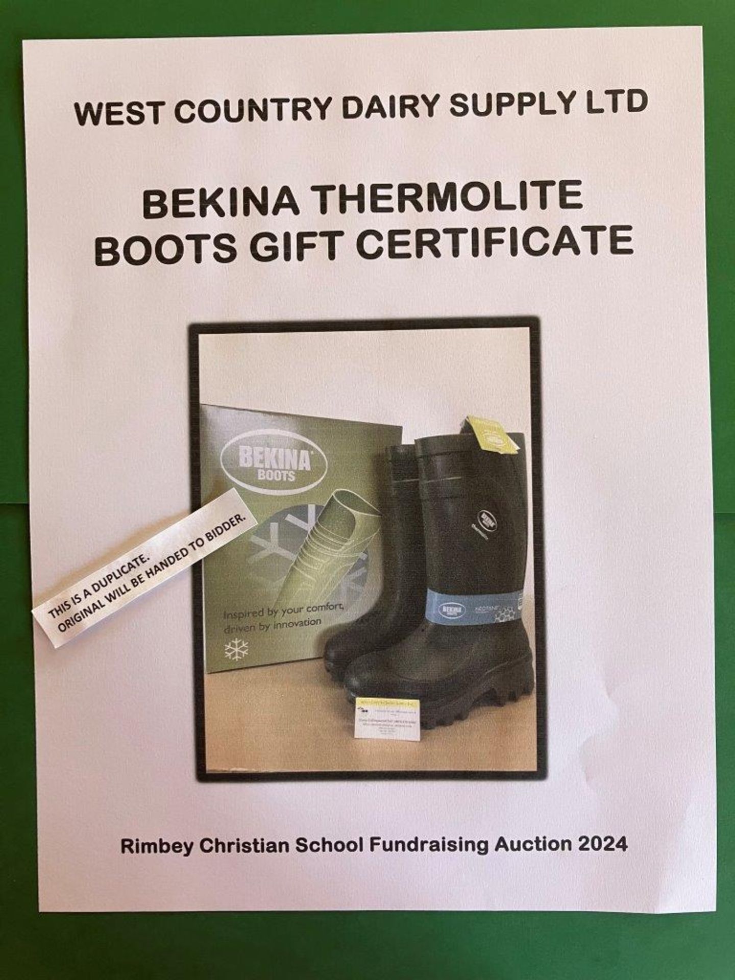 BEKINA THERMOLITE WINTER BOOTS GIFT CERTIFICATE