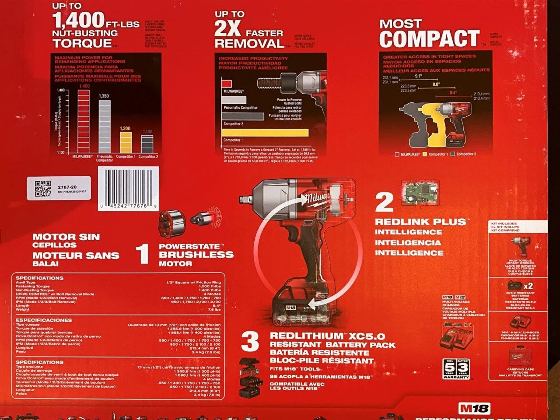 MILWAUKEE M18 1/2" HIGH TORQUE IMPACT WRENCH KIT WITH FRICTION RING (2767-22R) - Image 3 of 5