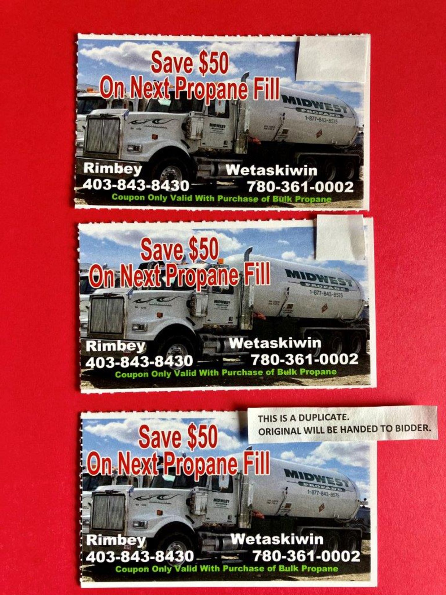3 - $50.00 MIDWEST PROPANE GIFT CERTIFICATES