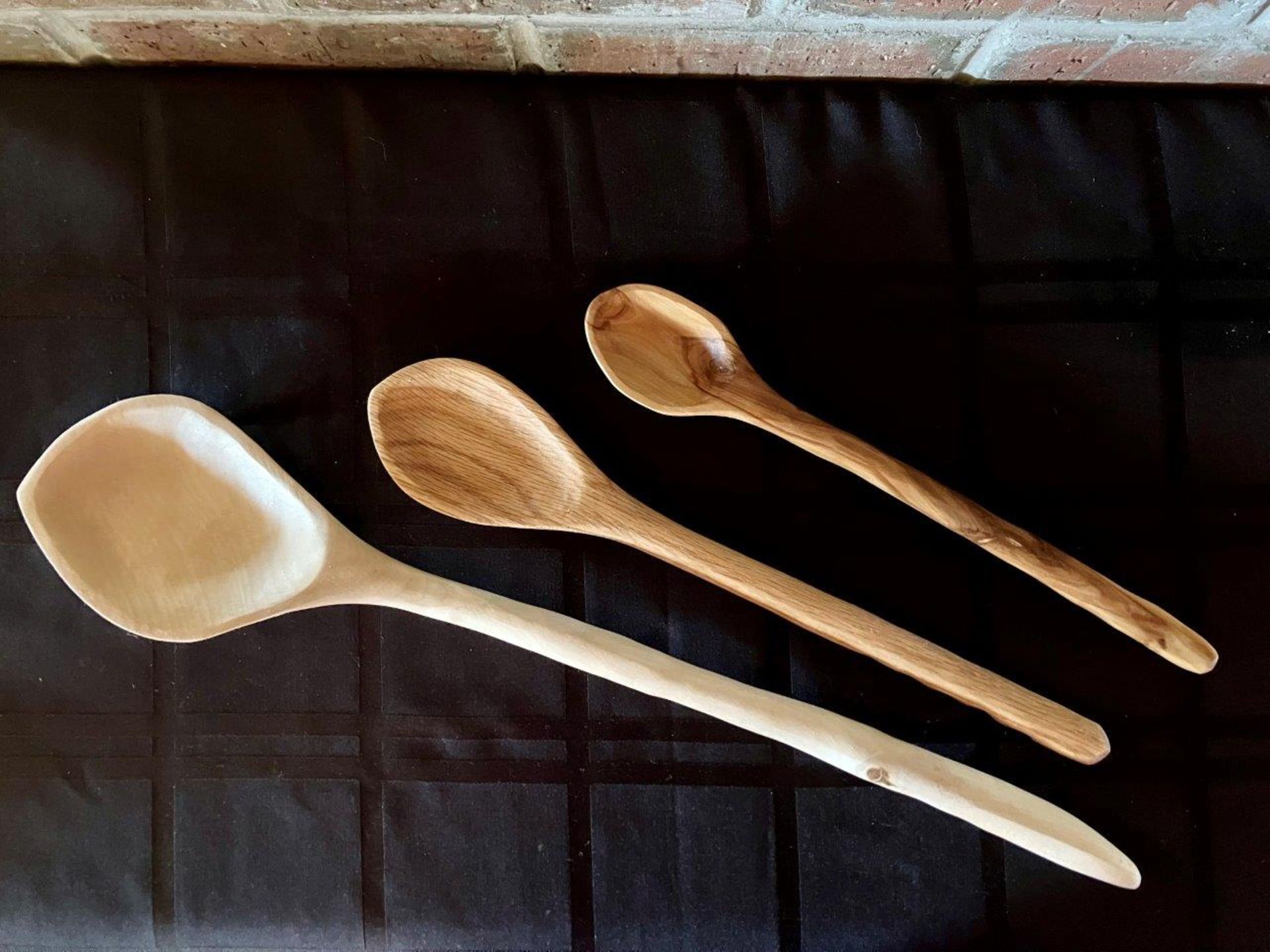 3 HAND CRAFTED WOODEN SPOONS