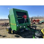 JOHN DEERE 566 ROUND BALER W/ GANDY INNOCULANT APPLICATOR, CAB MONITOR (IN OFFICE), PTO (IN OFFICE),