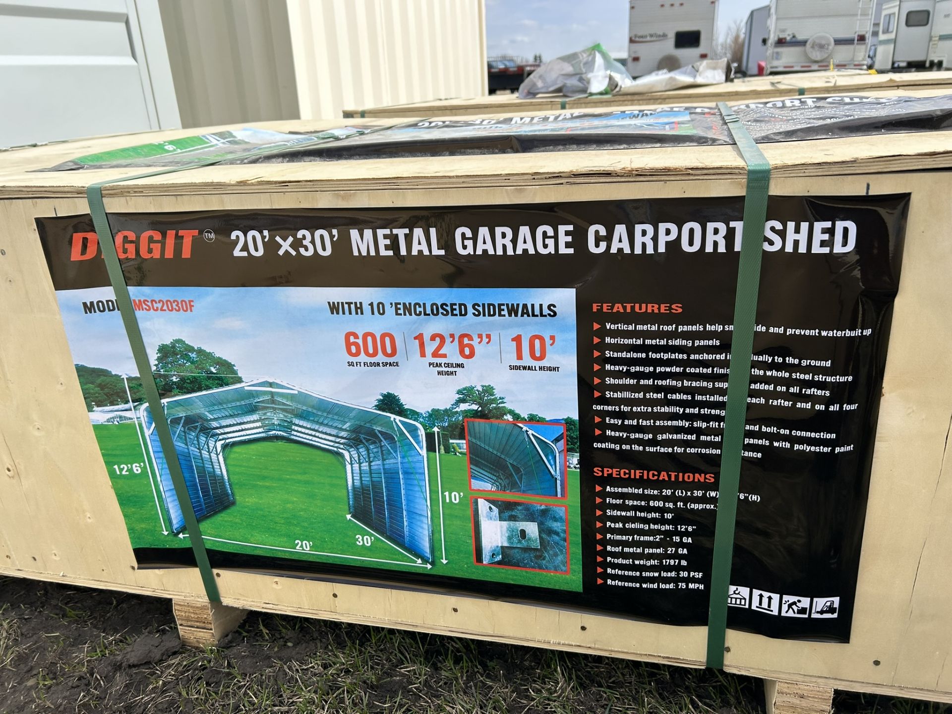 DIGGIT MSC2030F METAL GARAGE CARPORT SHED