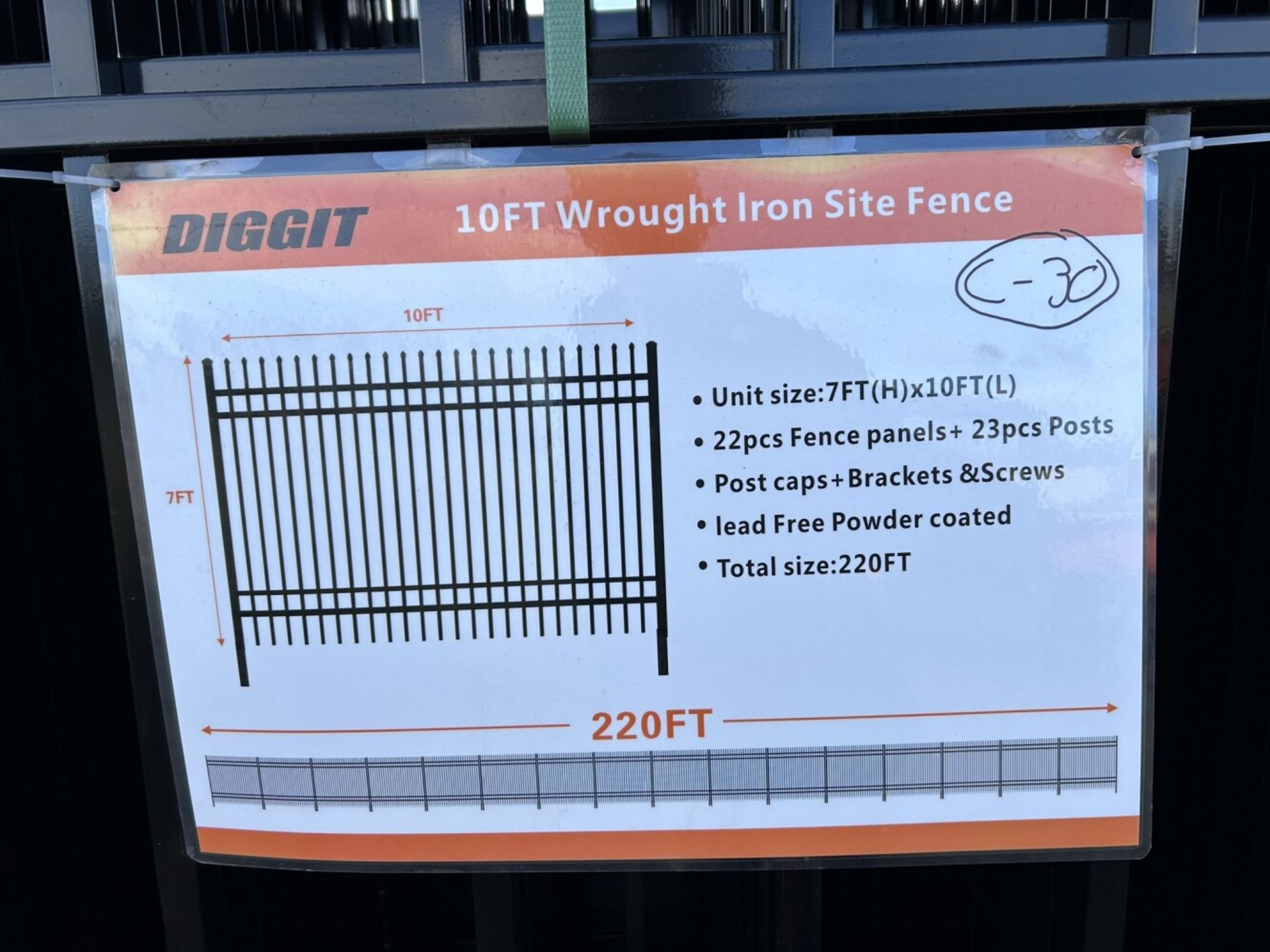 DIGGIT 10 FT ROD IRON SITE SITE FENCES - 22 PANELS 7 FT HIGH - Image 3 of 6