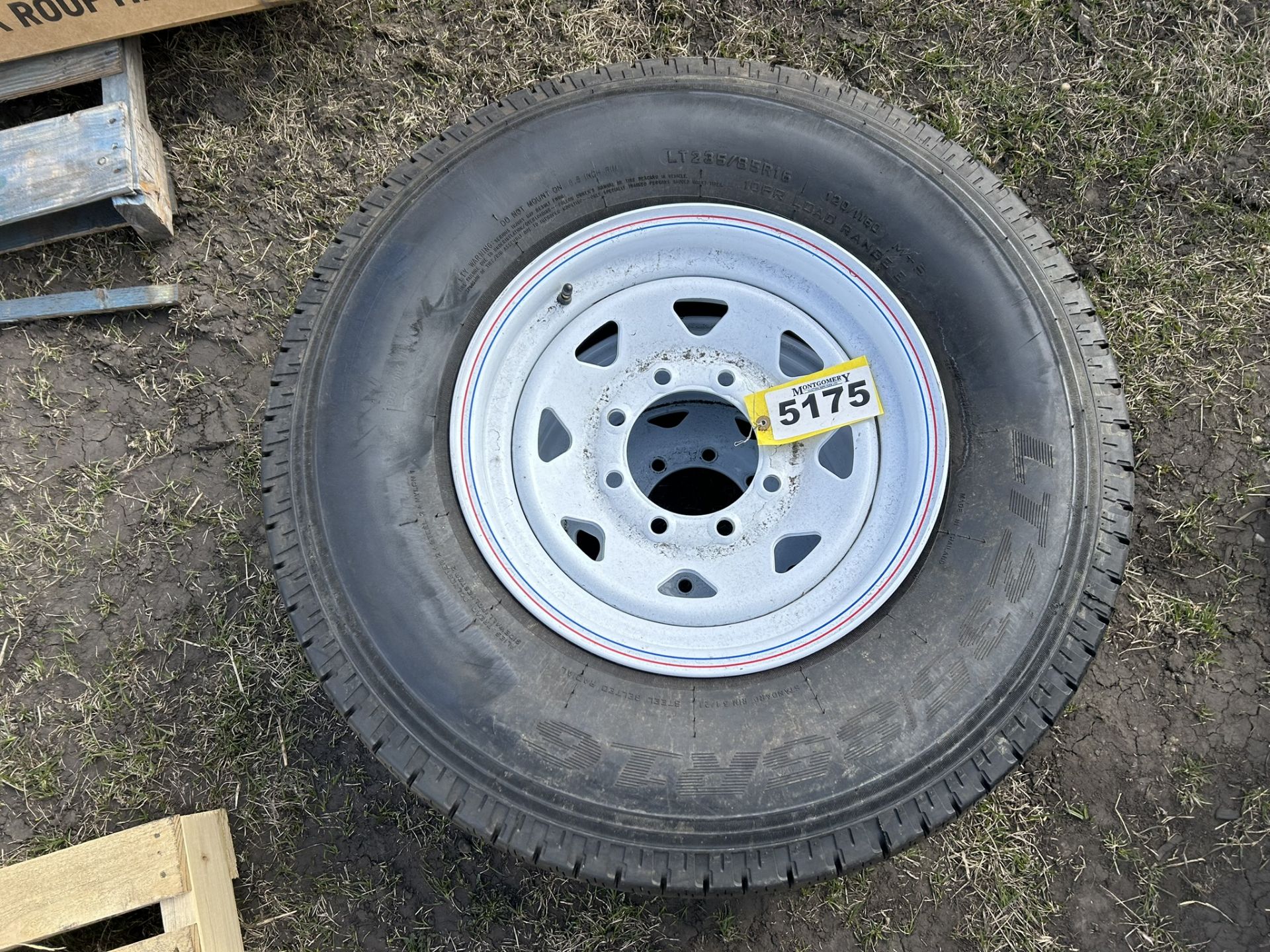 2 - GRIZZLY ST-235/85R16-10PR TRAILER TIRES W/ 8 BOLT RIMS (TIMES THE MONEY X2) - Image 3 of 4