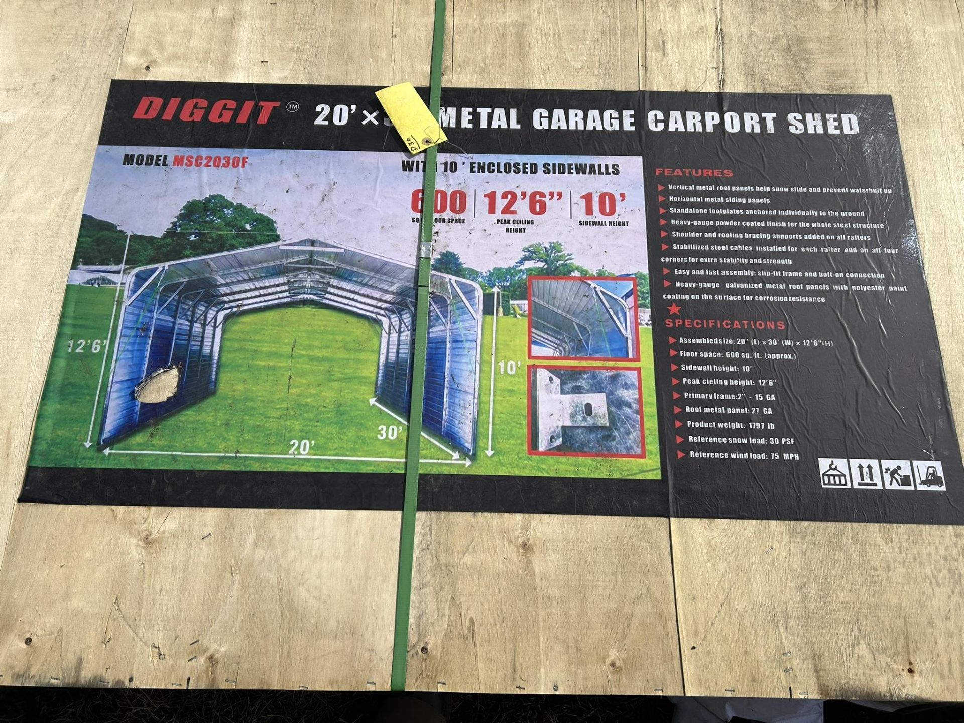 DIGGIT 20 FT X 30 FT METAL GARAGE CARPORT SHED