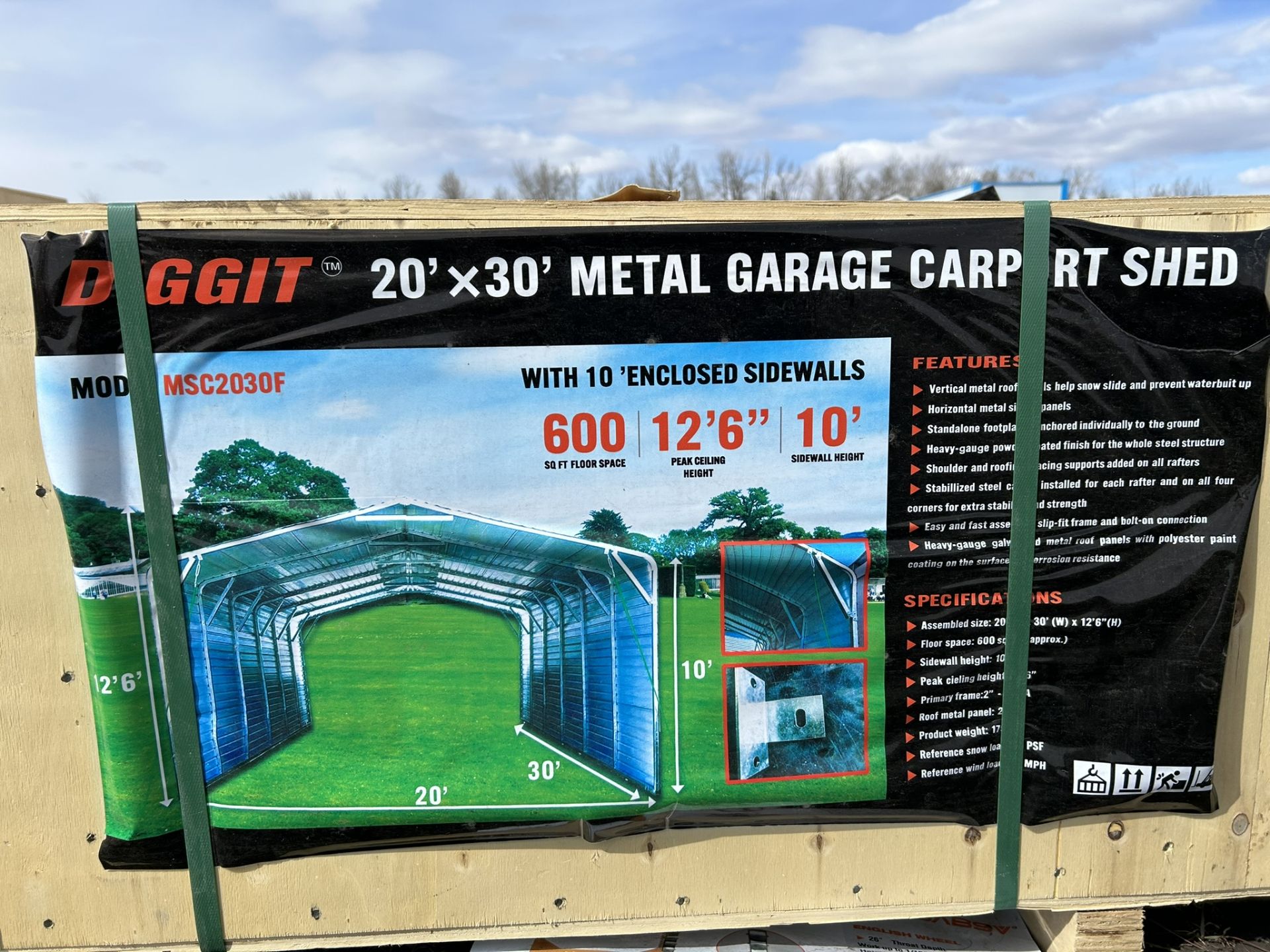 DIGGIT 20 FT X 30 FT METAL GARAGE CARPORT