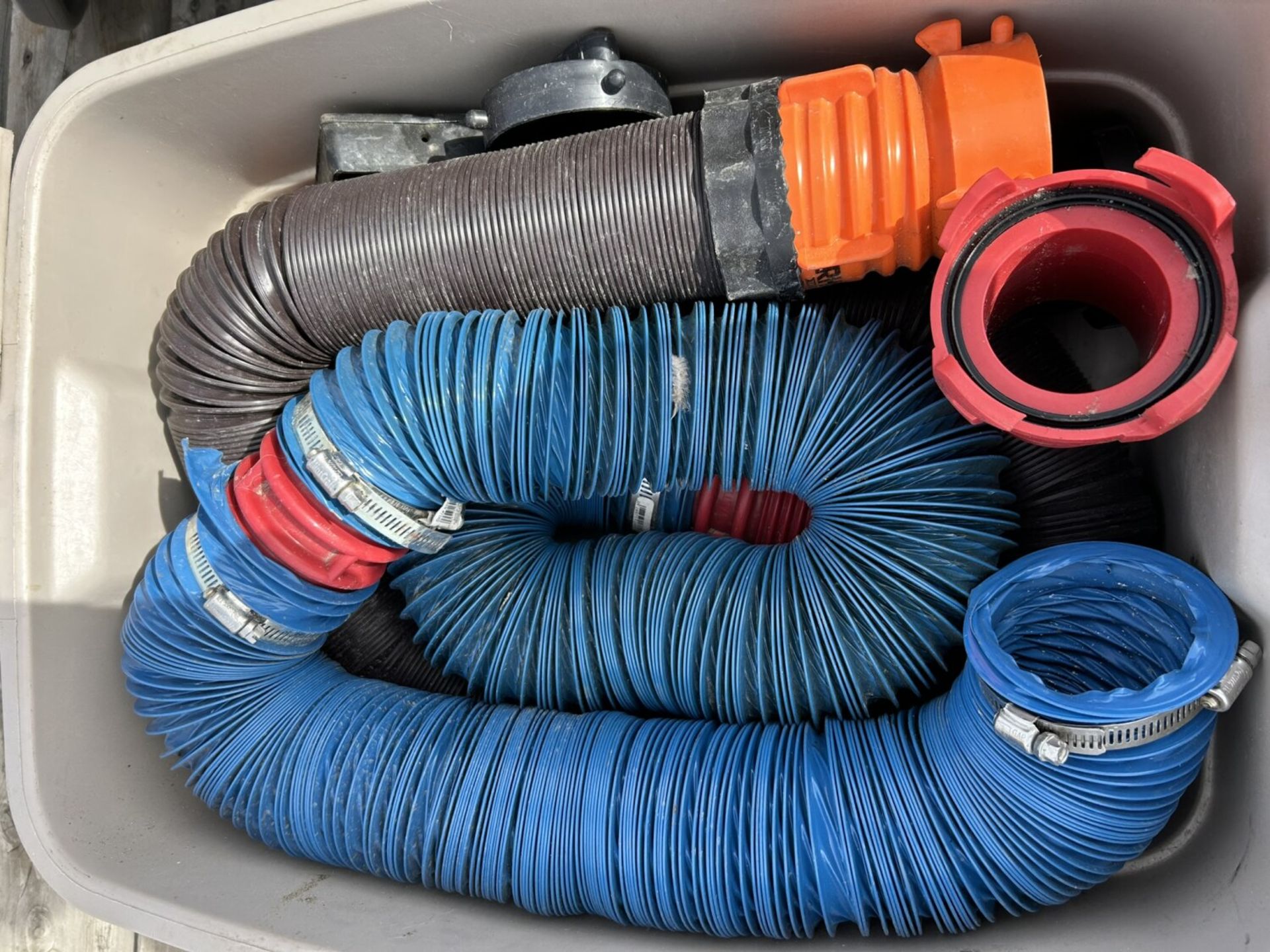 EMERGENCY ROAD FLARES, POLY WHEEL CHALKS, RV SEWER HOSE AND HOSE RACKS, RV PORTABLE WATER SOFTENER - Image 2 of 10