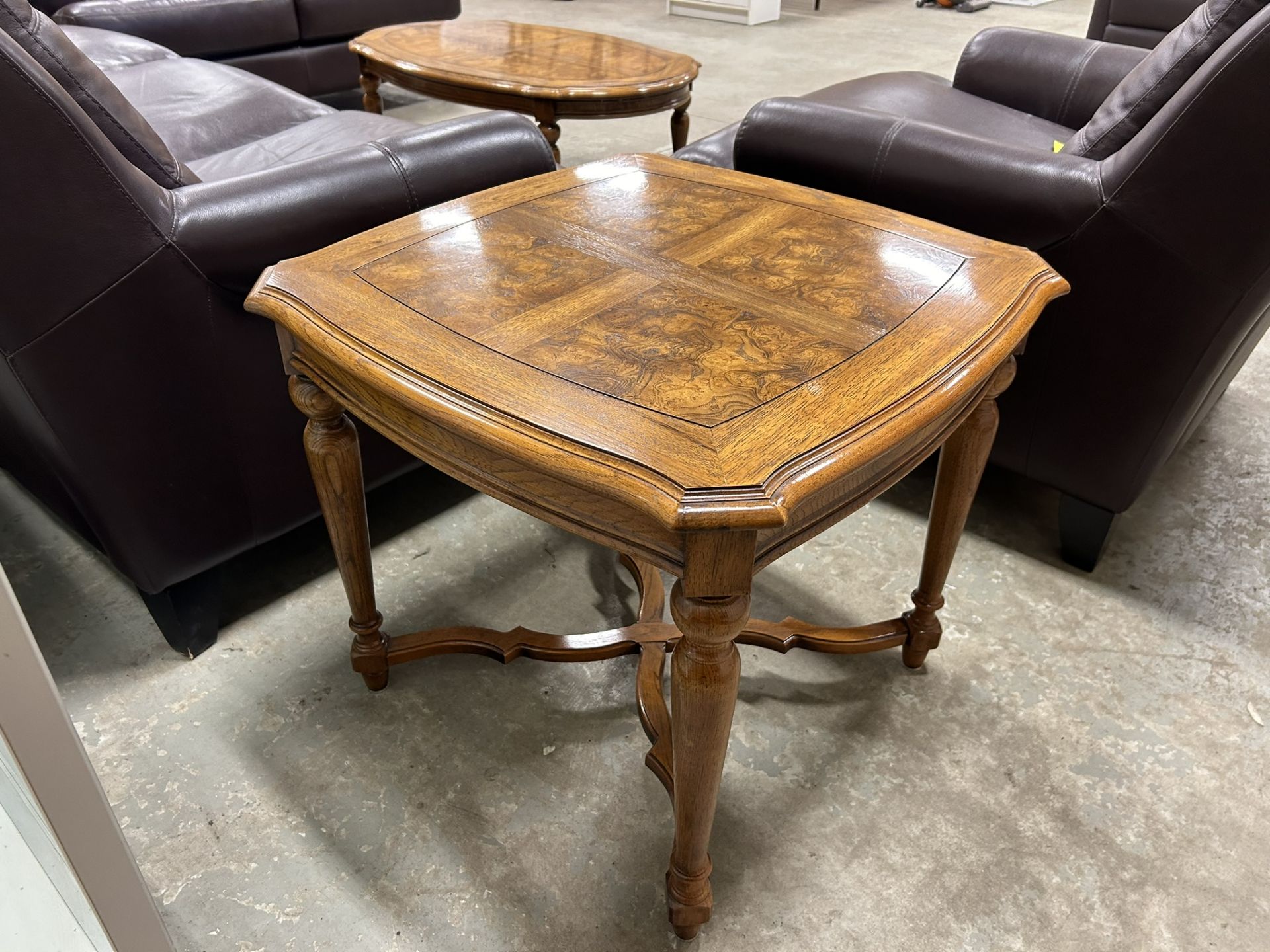 3 PC SET OF 1 - BURL COFFEE TABLE & 2 - END TABLES