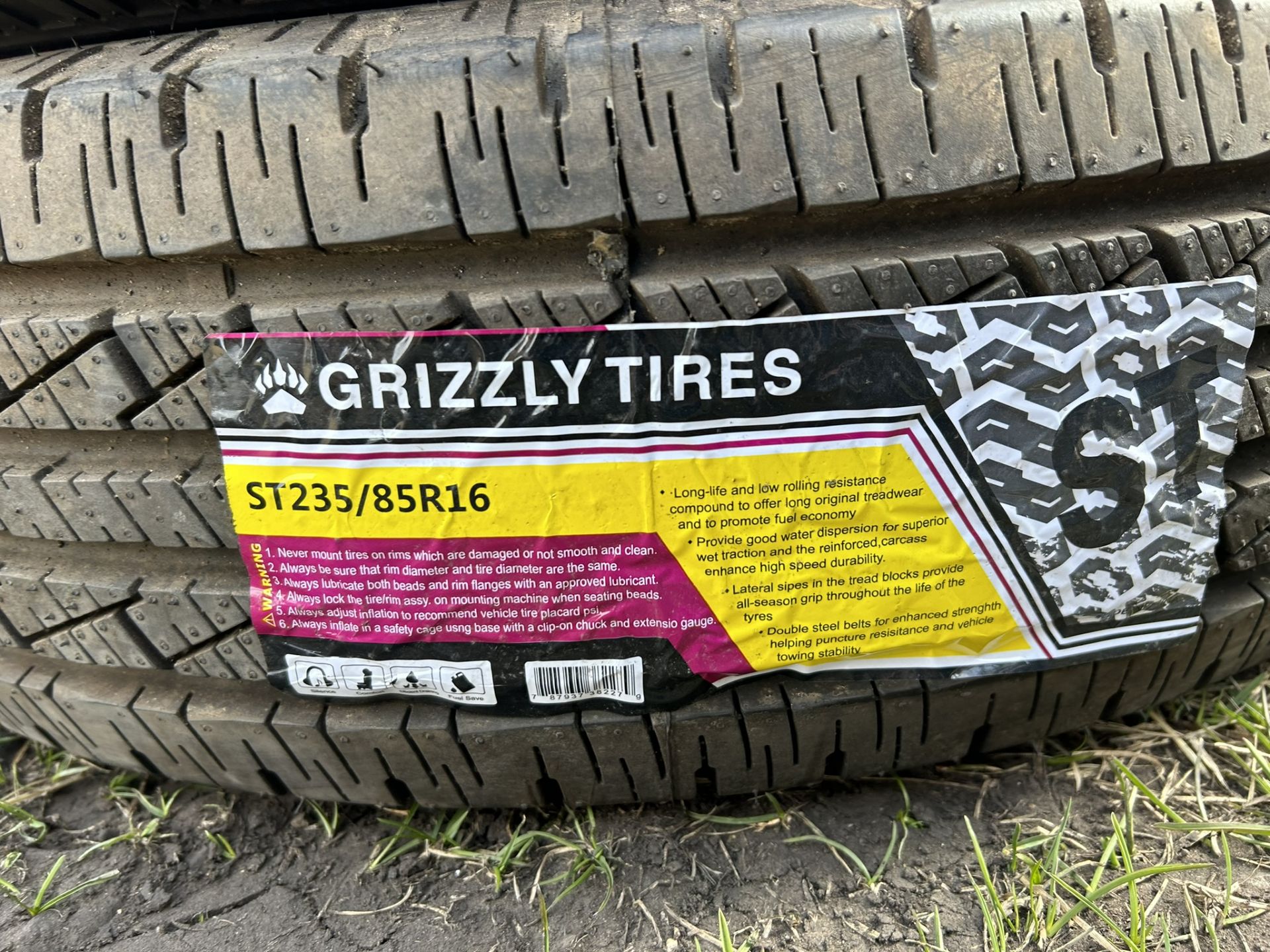 2 - GRIZZLY ST-235/85R16-10PR TRAILER TIRES W/ 8 BOLT RIMS (TIMES THE MONEY X2) - Image 4 of 4