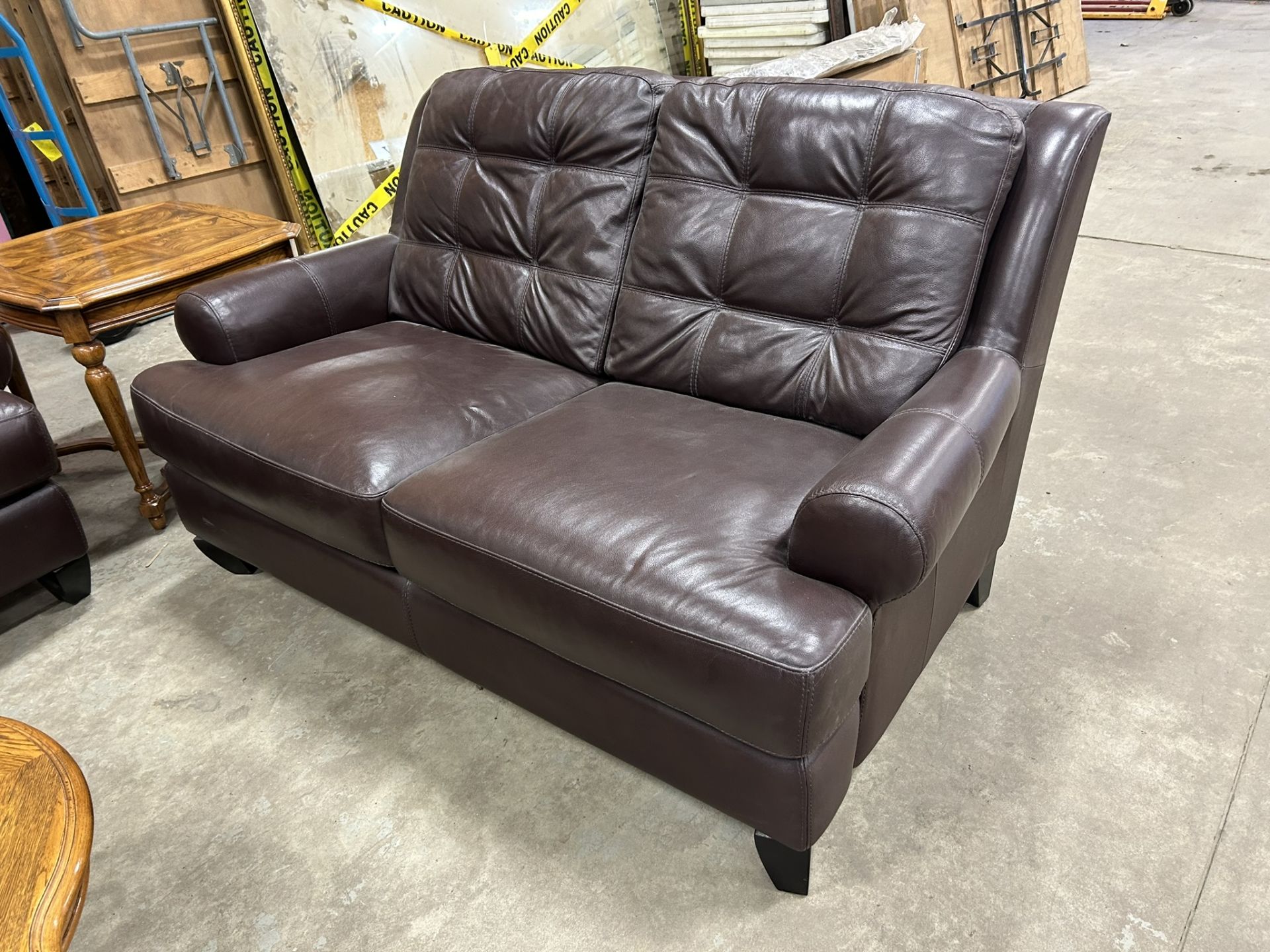 3 PC EXECUTIVE BROWN LEATHER SOFA, LOVESEAT & CHAIR (COFFEE & END TABLES NOT INCLUDED) - Image 2 of 8