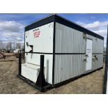 SKIDDED SEWAGE CONTAINMENT BUILDING, HEATED, 13 M3 CAPACITY, 30AMP/1PH, 8'-4"X23'X9' H, S/N