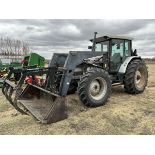 WHITE 6105 MFWD 4WD TRACTOR W/ALLIED 894 FEL, GRAPPLE, 3PT 9172 HRS SHOWING, APPROX 500 HOURS ON NEW