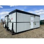 SKIDDED SEWAGE CONTAINMENT BUILDING, HEATED, 13 M3 CAPACITY, 30AMP/1PH, 8'-4"X23'X9' H, S/N